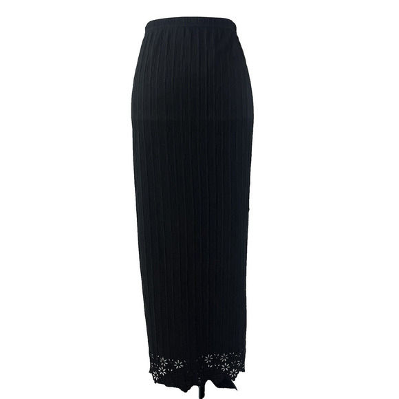 Carole Little Skirt size 6 Long Maxi Black Pencil Stretch Eyelet Wedding Church - Picture 1 of 8